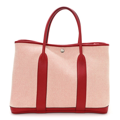Hermes Twill H Negonda Garden Party Tote 36 MM Ecru Rouge Piment 7 of 12
