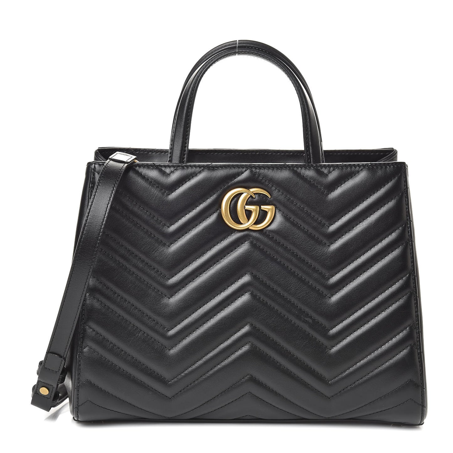Calfskin Matelasse Small GG Marmont Tote Black