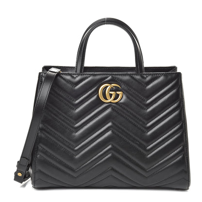 Gucci Calfskin Matelasse Small GG Marmont Tote Black 1 of 10