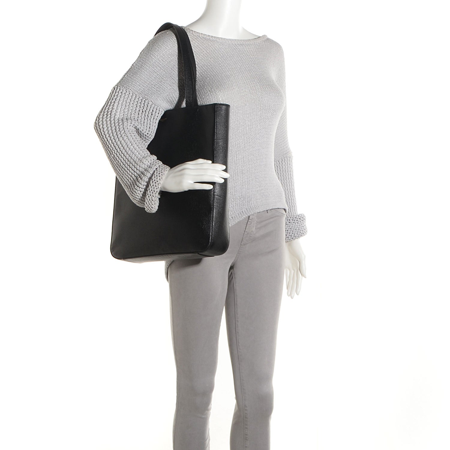 Saint Laurent Grain De Poudre North South Medium Museum Tote Black 2 of 9