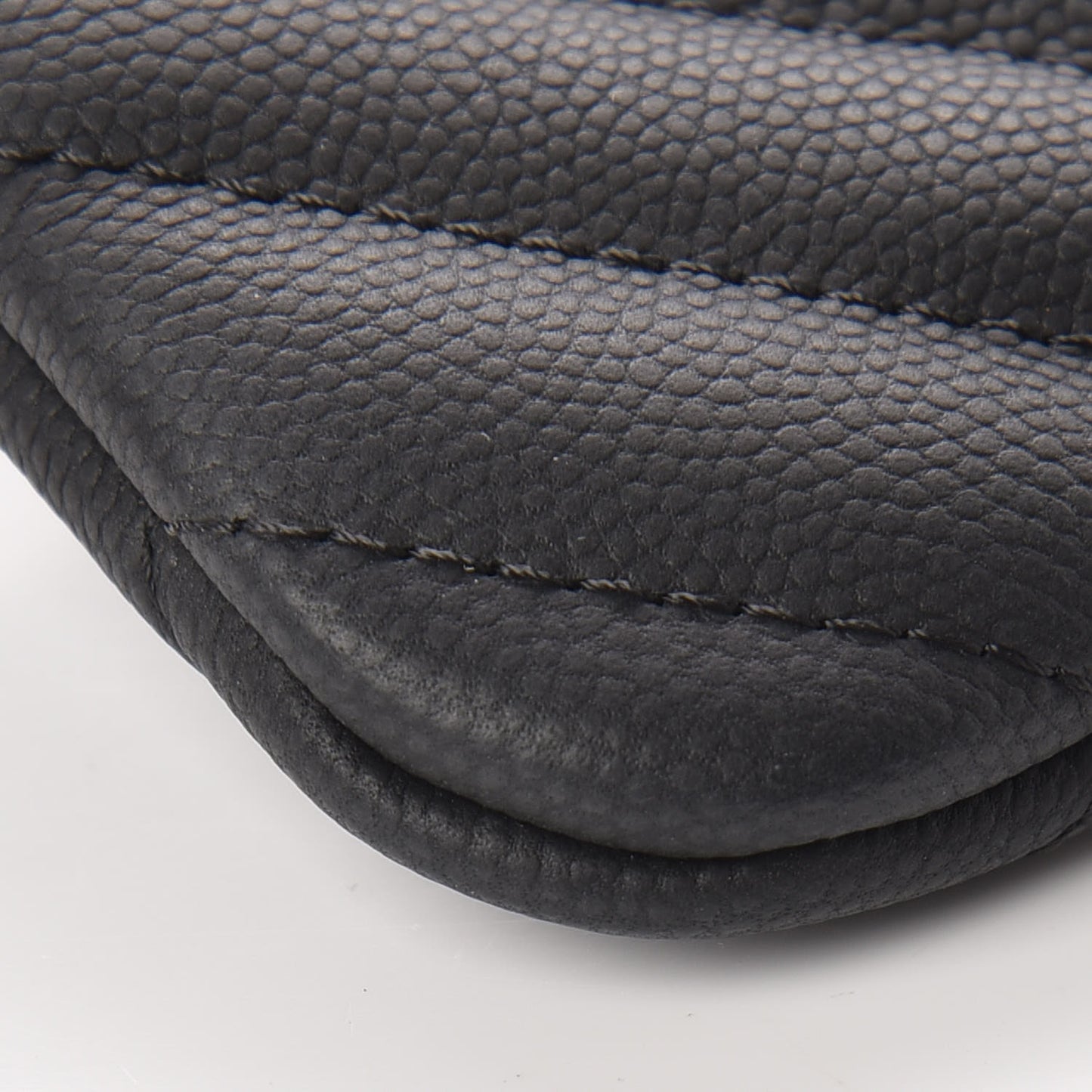 Caviar Chevron Quilted Small Cosmetic Case Black