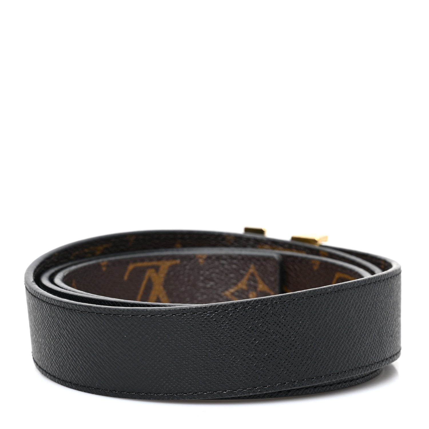 Louis Vuitton Calfskin Monogram 30mm LV Initiales Reversible Belt 95 38 Black 2 of 4