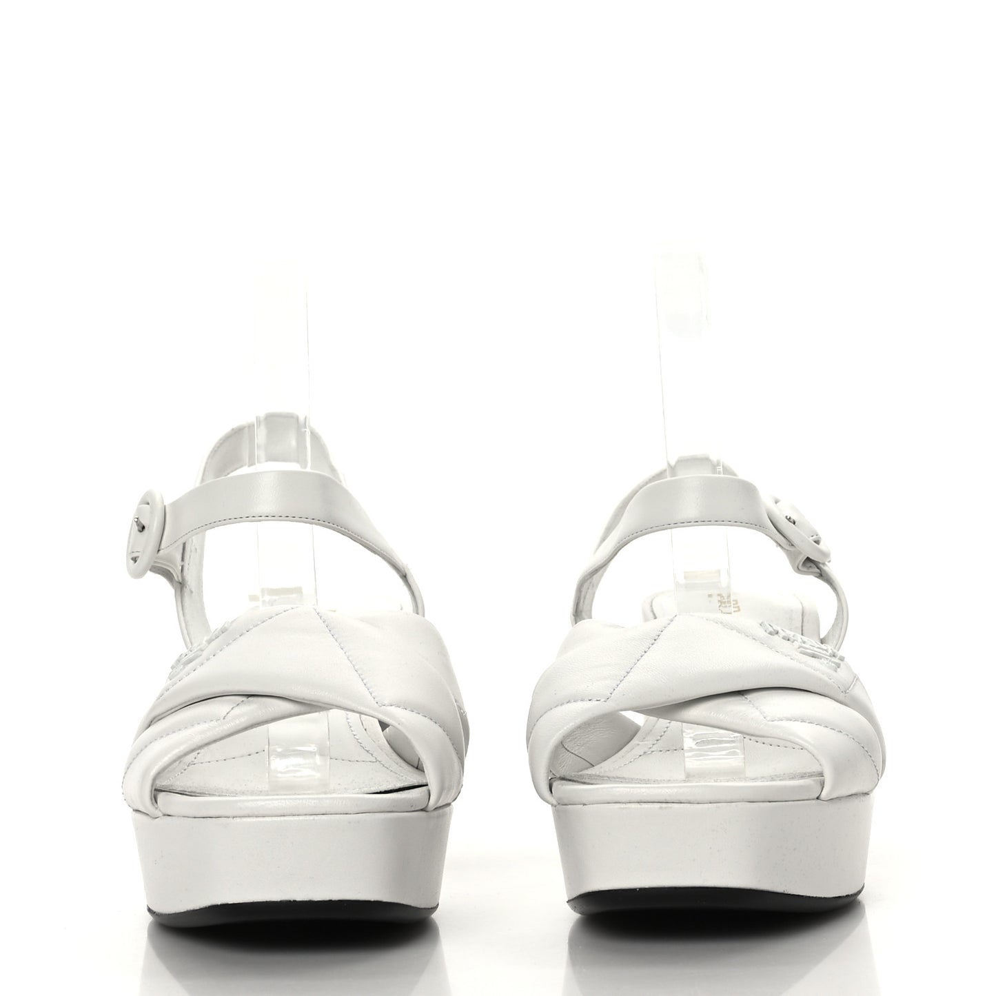Nappa Logo Quilted Crisscross Platform 20/65mm Sandals 39 White