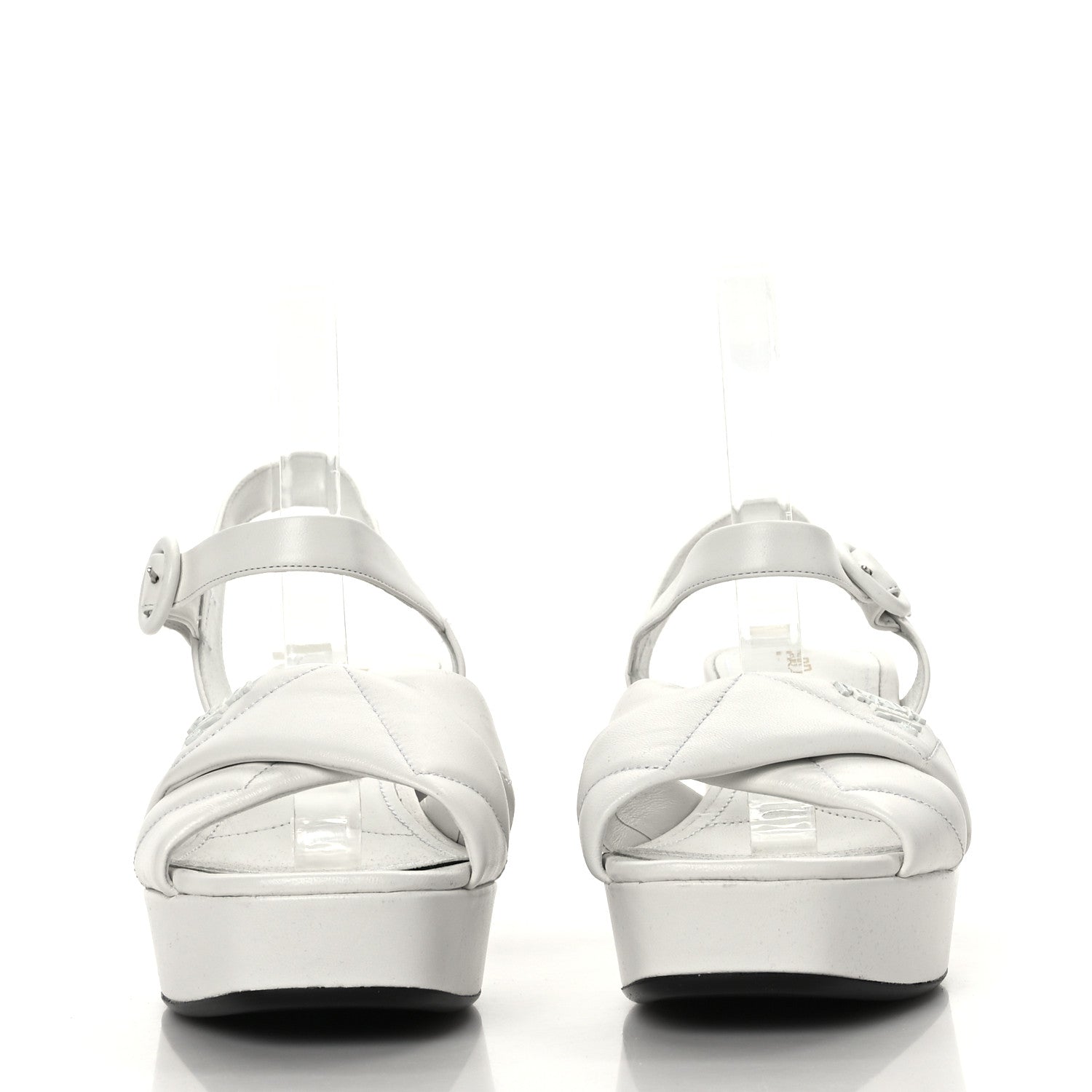 Prada Nappa Logo Quilted Crisscross Platform 20/65mm Sandals 39 White 2 of 7