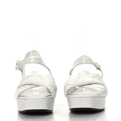Prada Nappa Logo Quilted Crisscross Platform 20/65mm Sandals 39 White 2 of 7
