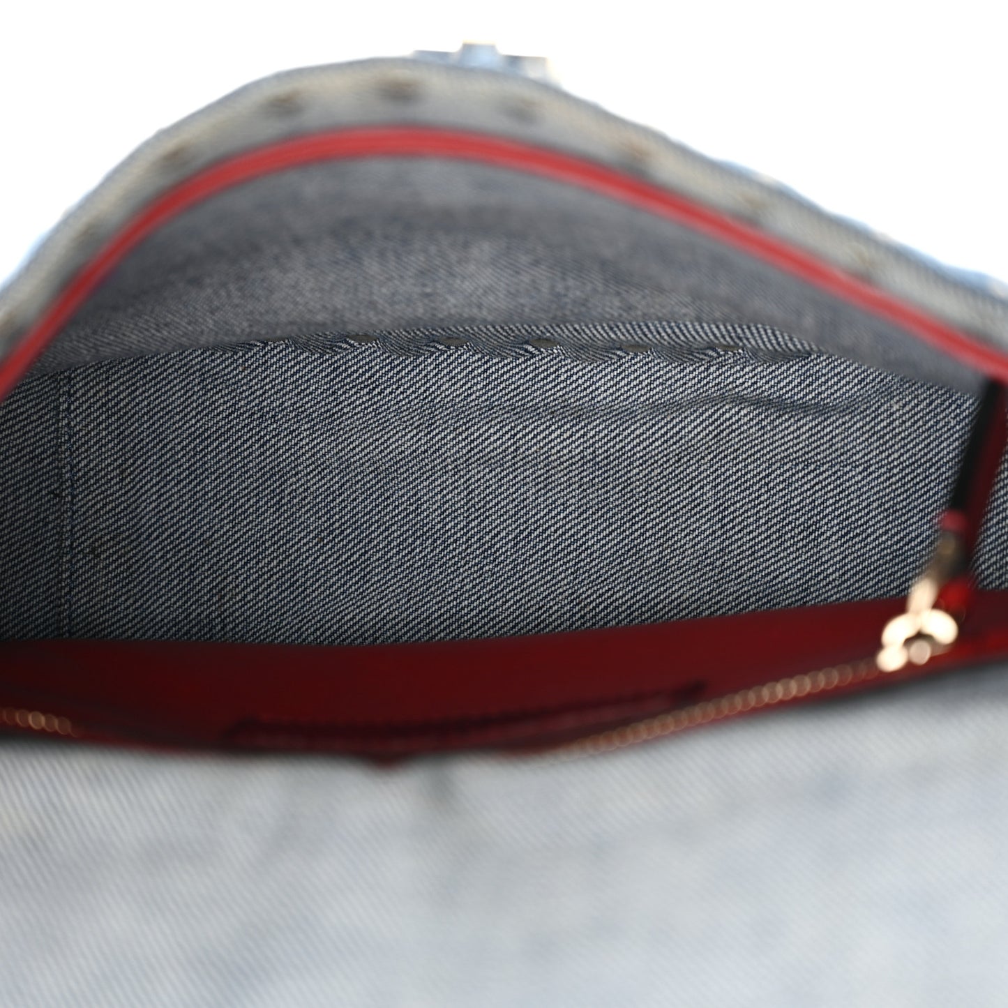Denim Medium Rockstud Spike Shoulder Bag Denim