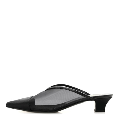 Chanel Mesh Grosgrain Cap Toe CC Mules 39 Black 1 of 9