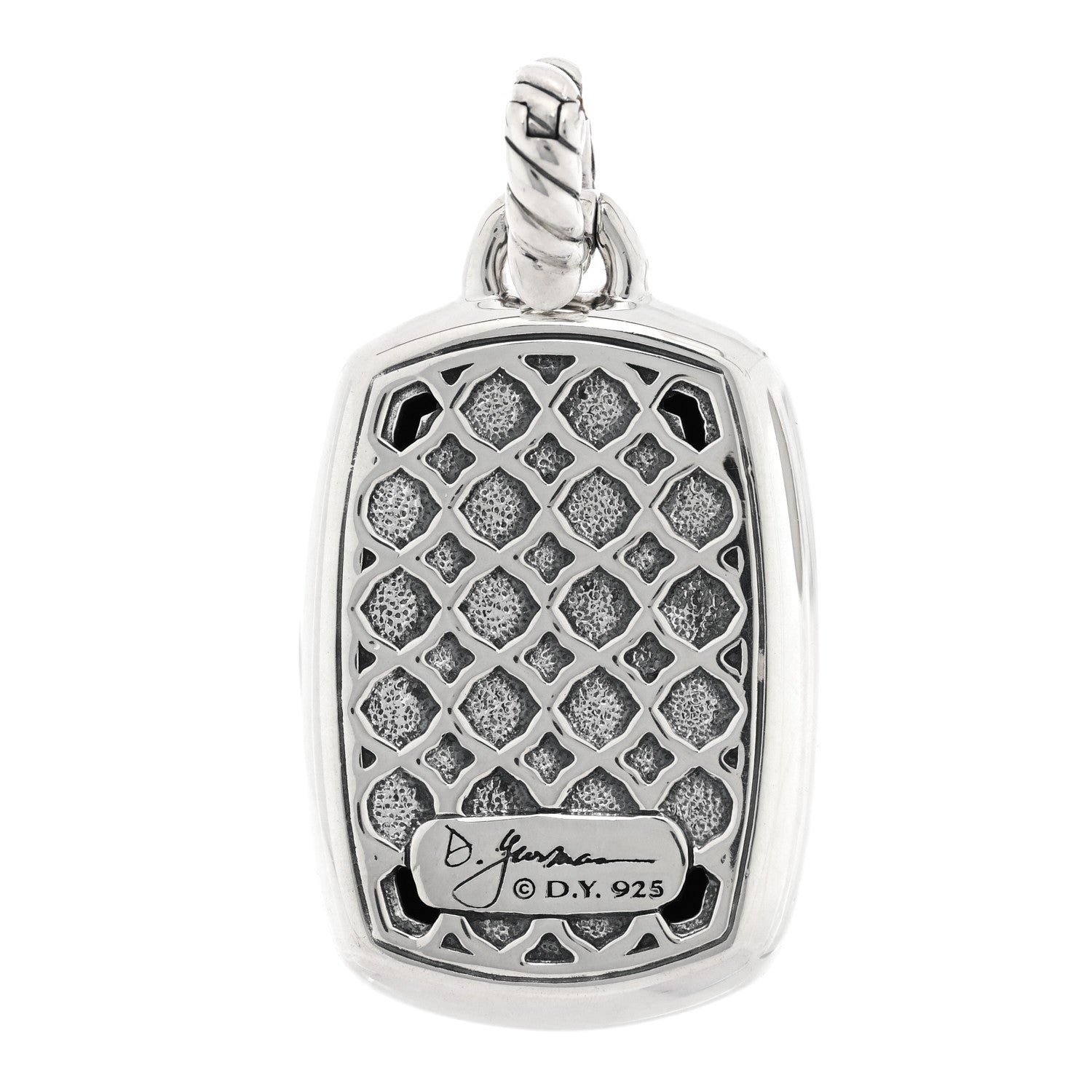 David Yurman Sterling Silver Diamond Black Onyx 22mm Albion Enhancer Pendant 3 of 3