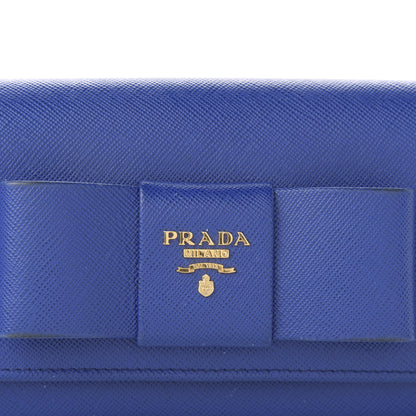 Prada Saffiano Fiocco Bow Continental Wallet Royal 9 of 10