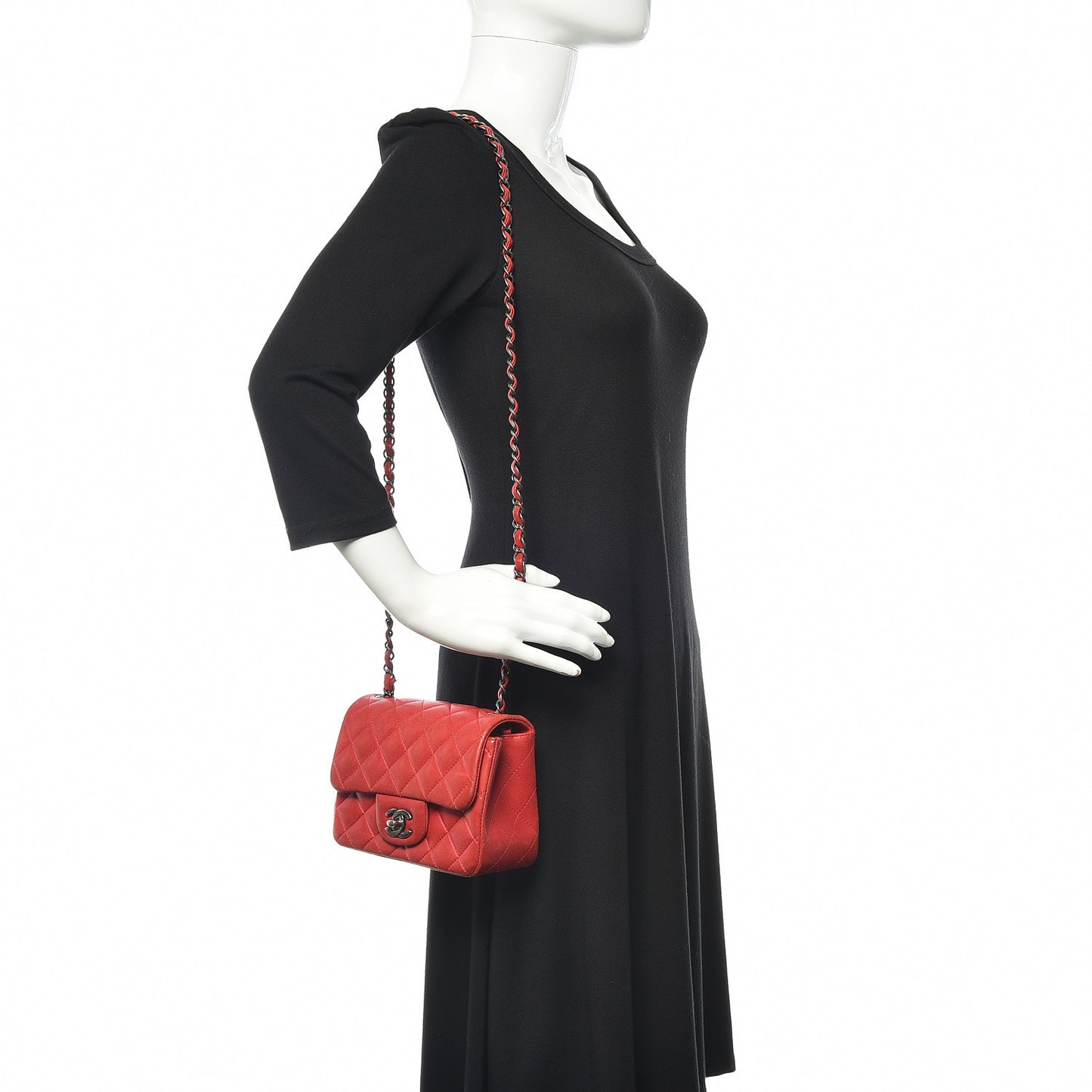Lambskin Quilted Mini Square Flap Red