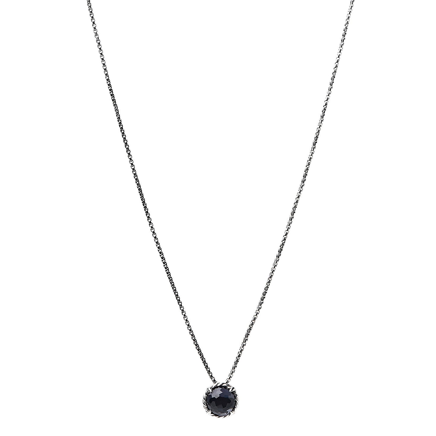 Sterling Silver Black Orchid 8mm Petite Chatelaine Pendant Necklace