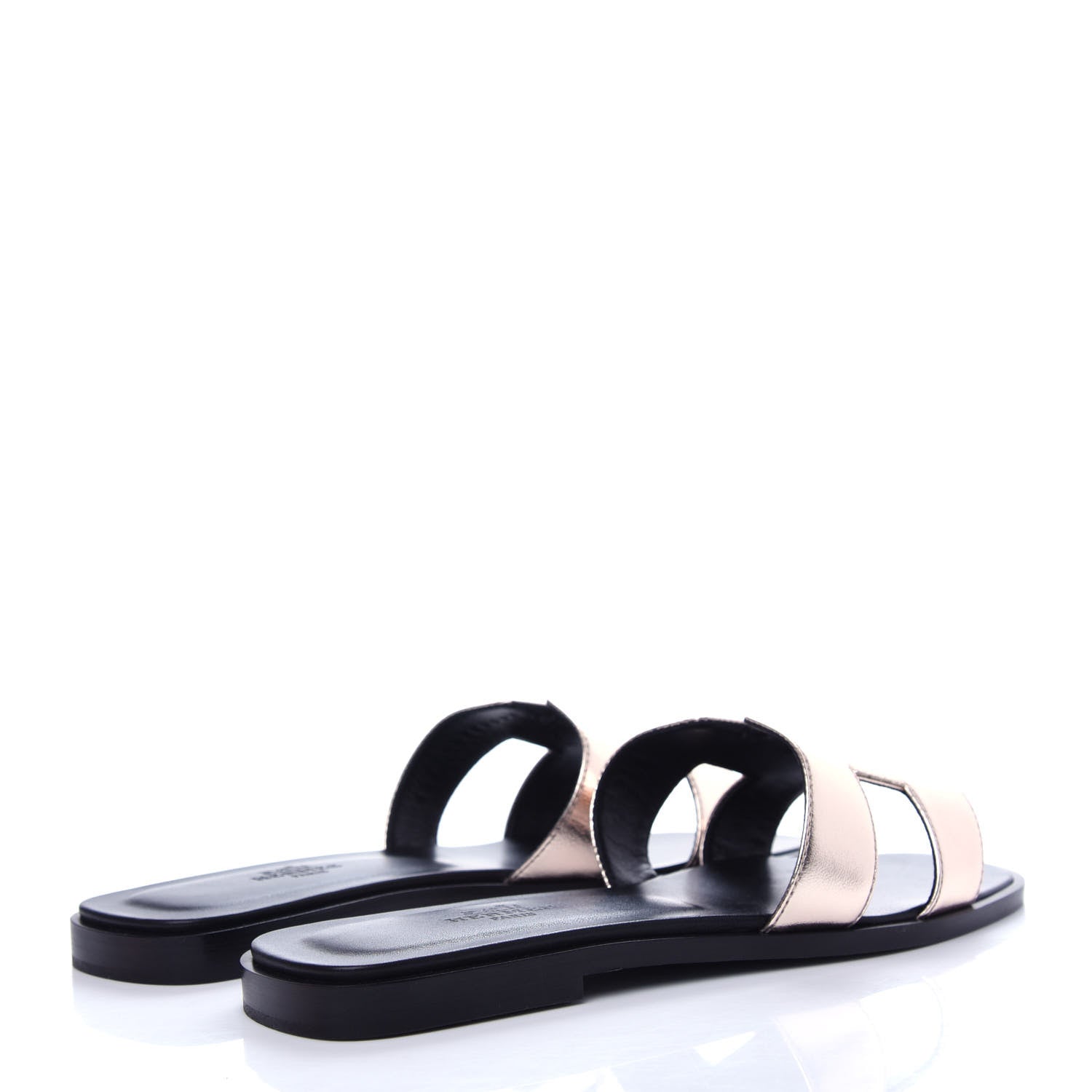 Hermes Metallic Nappa Oran Sandals 37 Rose Dore 4 of 11