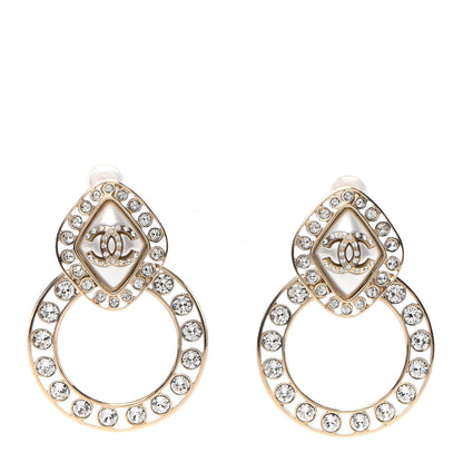 Chanel Crystal Pearl CC Round Clip On Earrings Gold 1 of 4