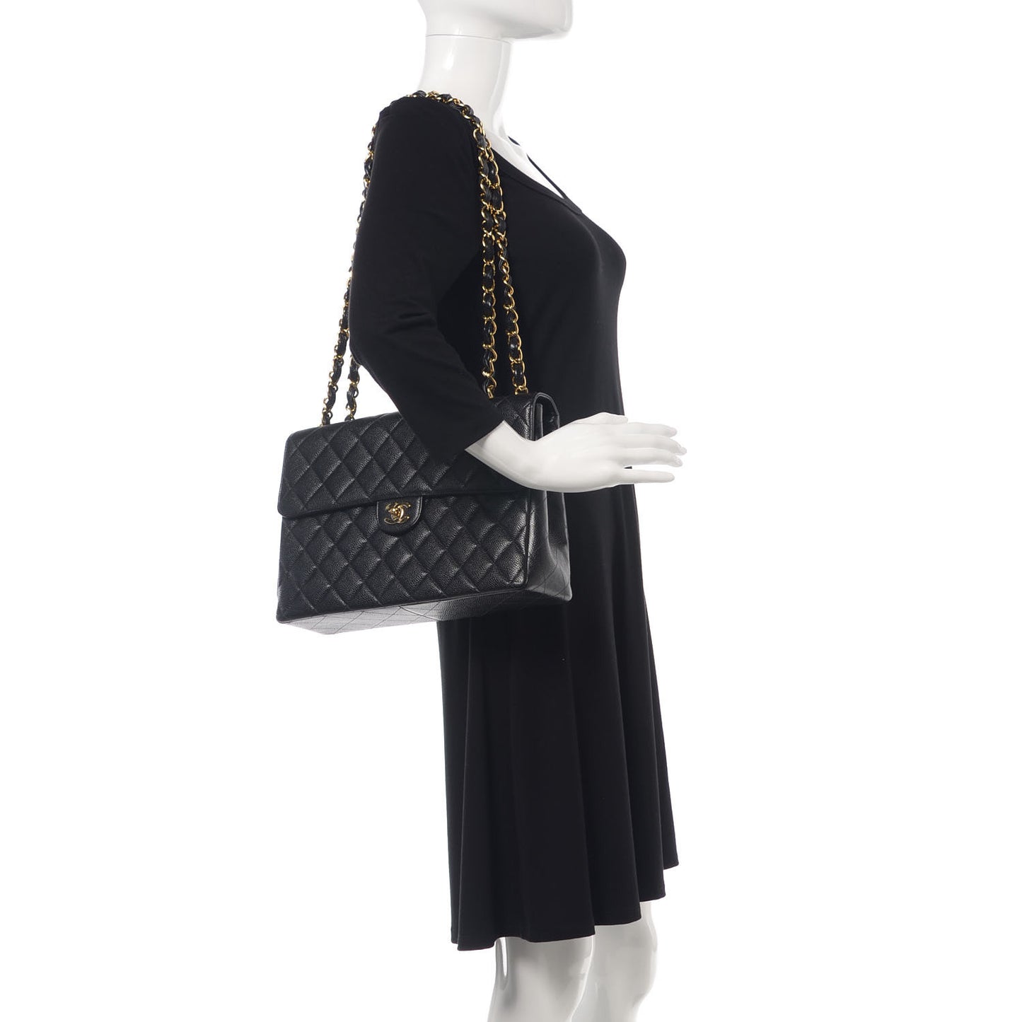 Caviar Quilted Jumbo Single Flap Black
