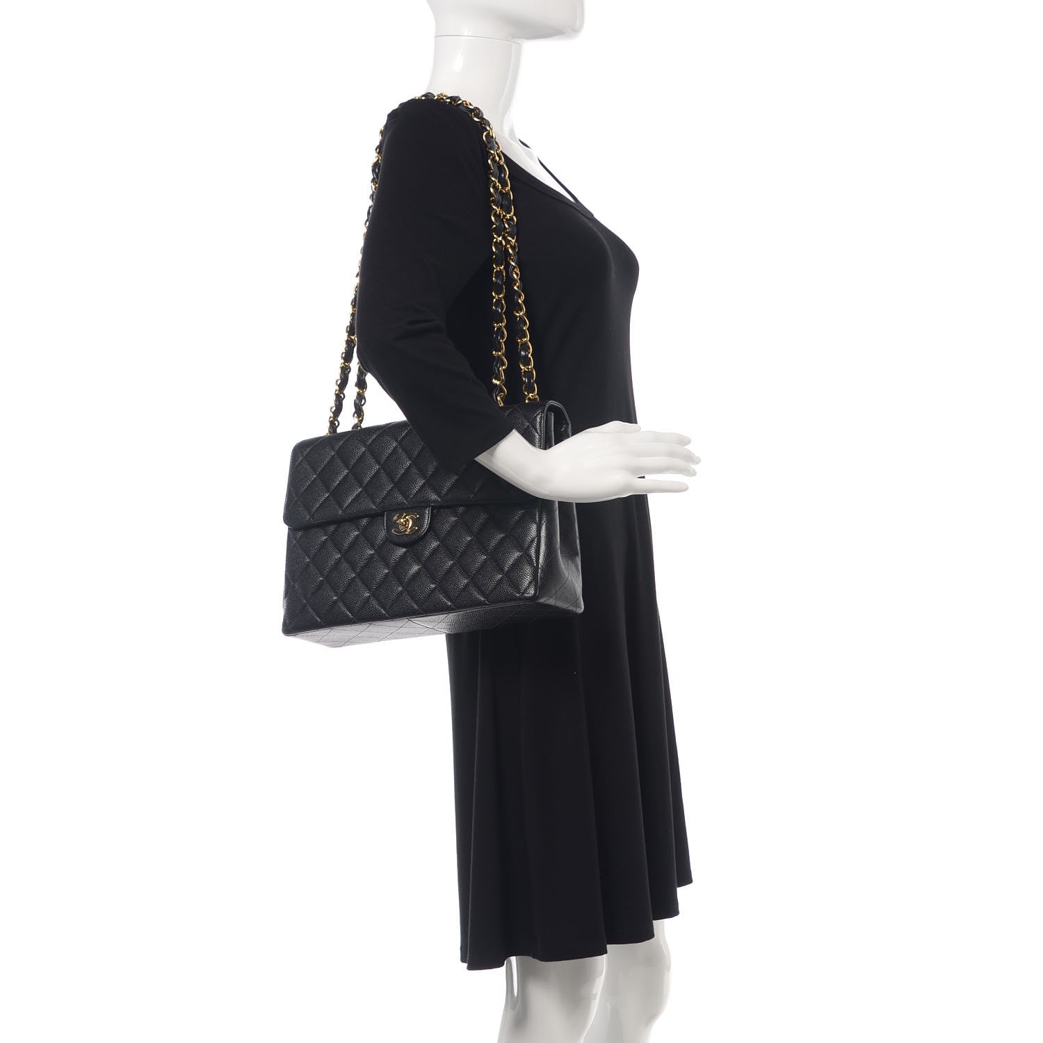 Chanel Caviar Quilted Jumbo Single Flap Black 2 of 11