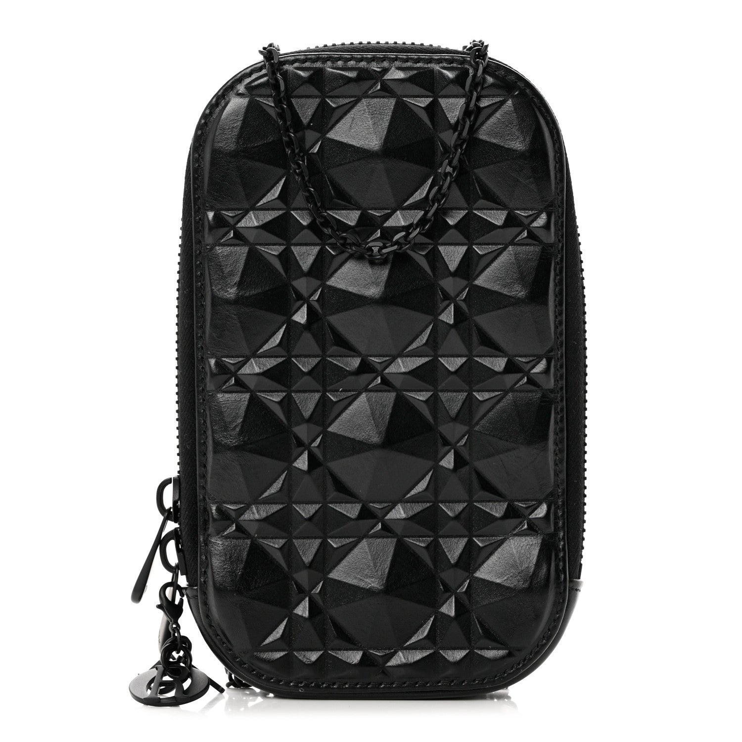 Christian Dior Calfskin Cannage Diamond Cannage Phone Holder Black 1 of 8