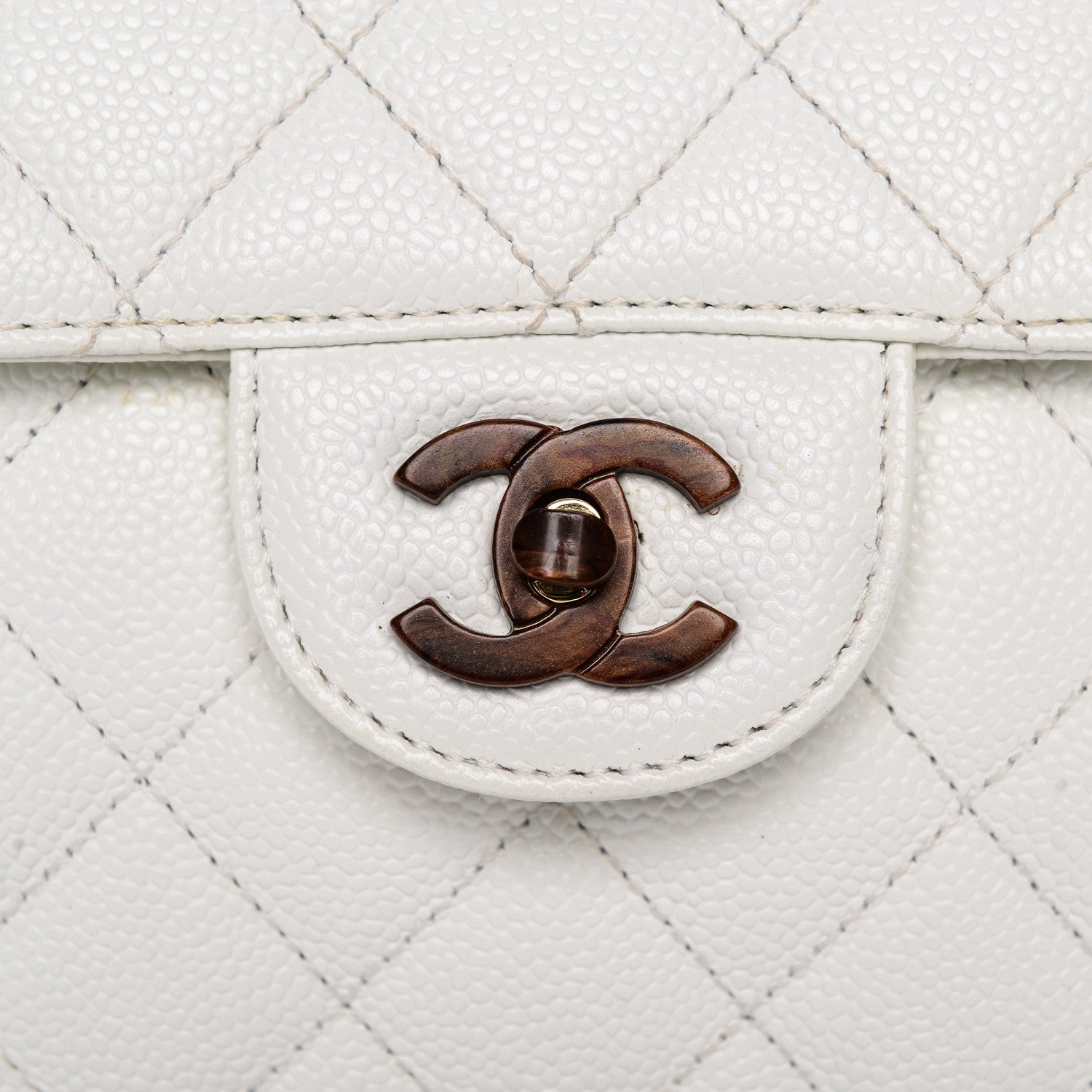 Chanel Caviar Quilted Bekko Jumbo Single Flap White 8 of 10