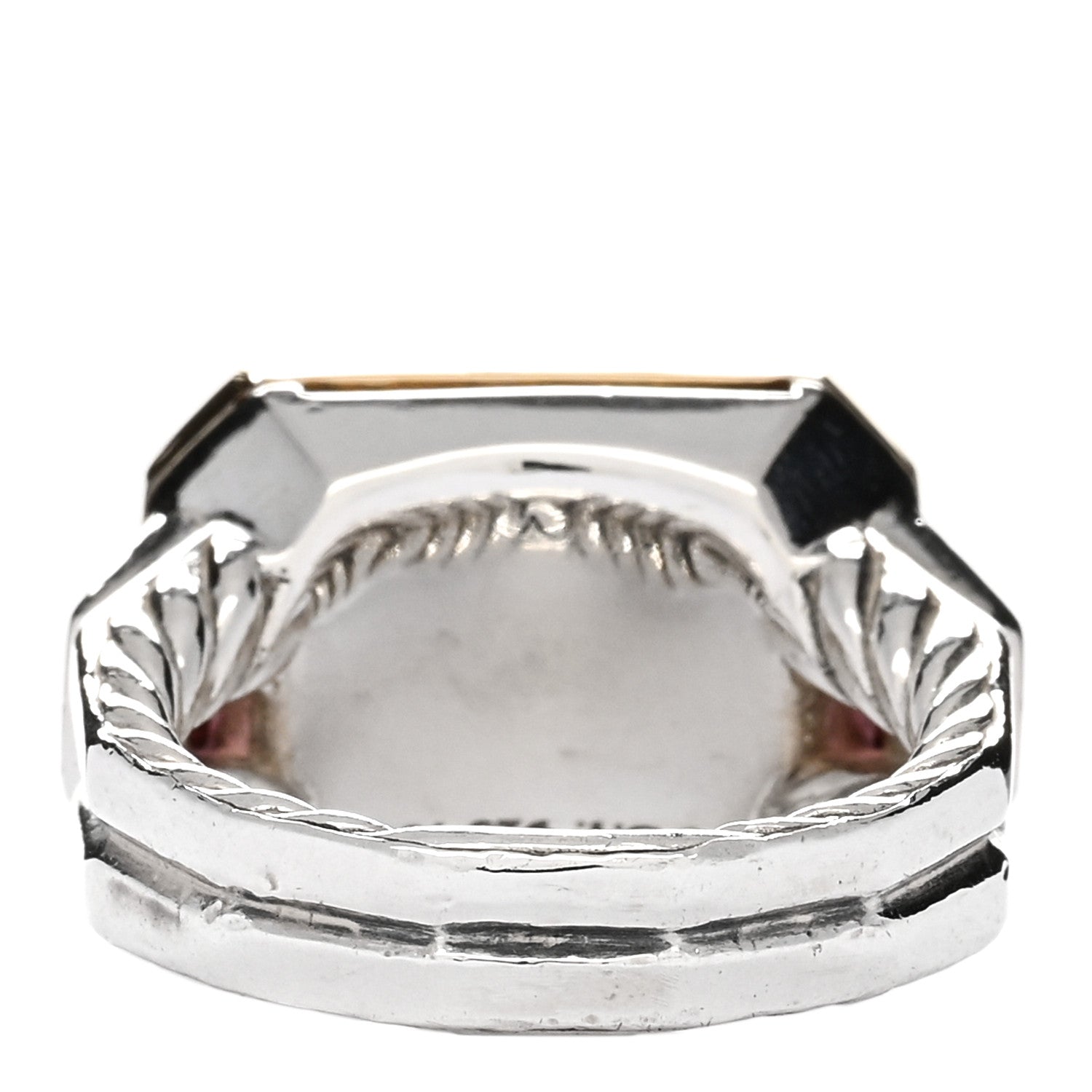 David Yurman Sterling Silver 18K Yellow Gold Citrine Rhodonite Garnet Three Stone Novella Ring 49 5 2 of 3