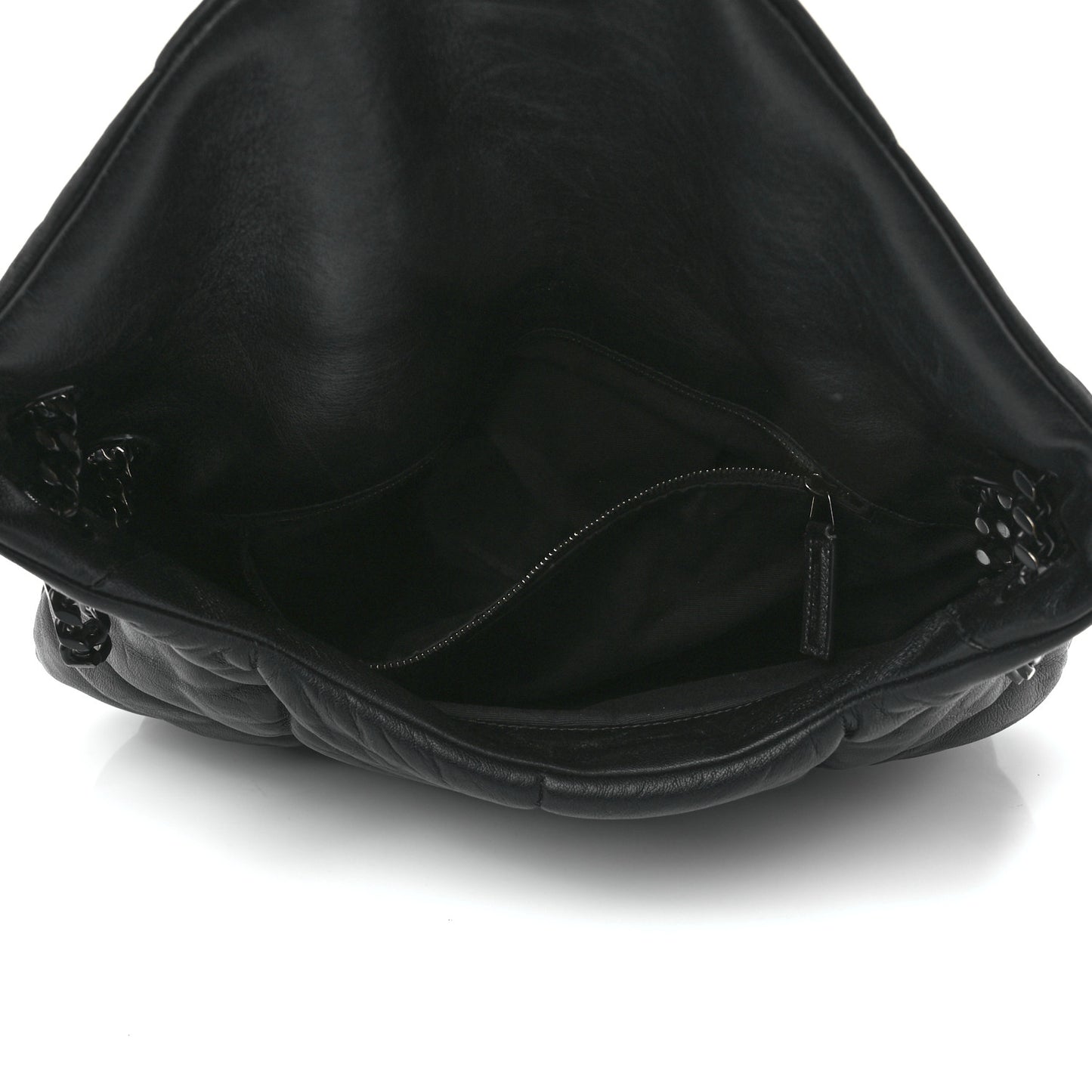 Lambskin Quilted Monogram Monochrome Medium Loulou Puffer Chain Satchel Black