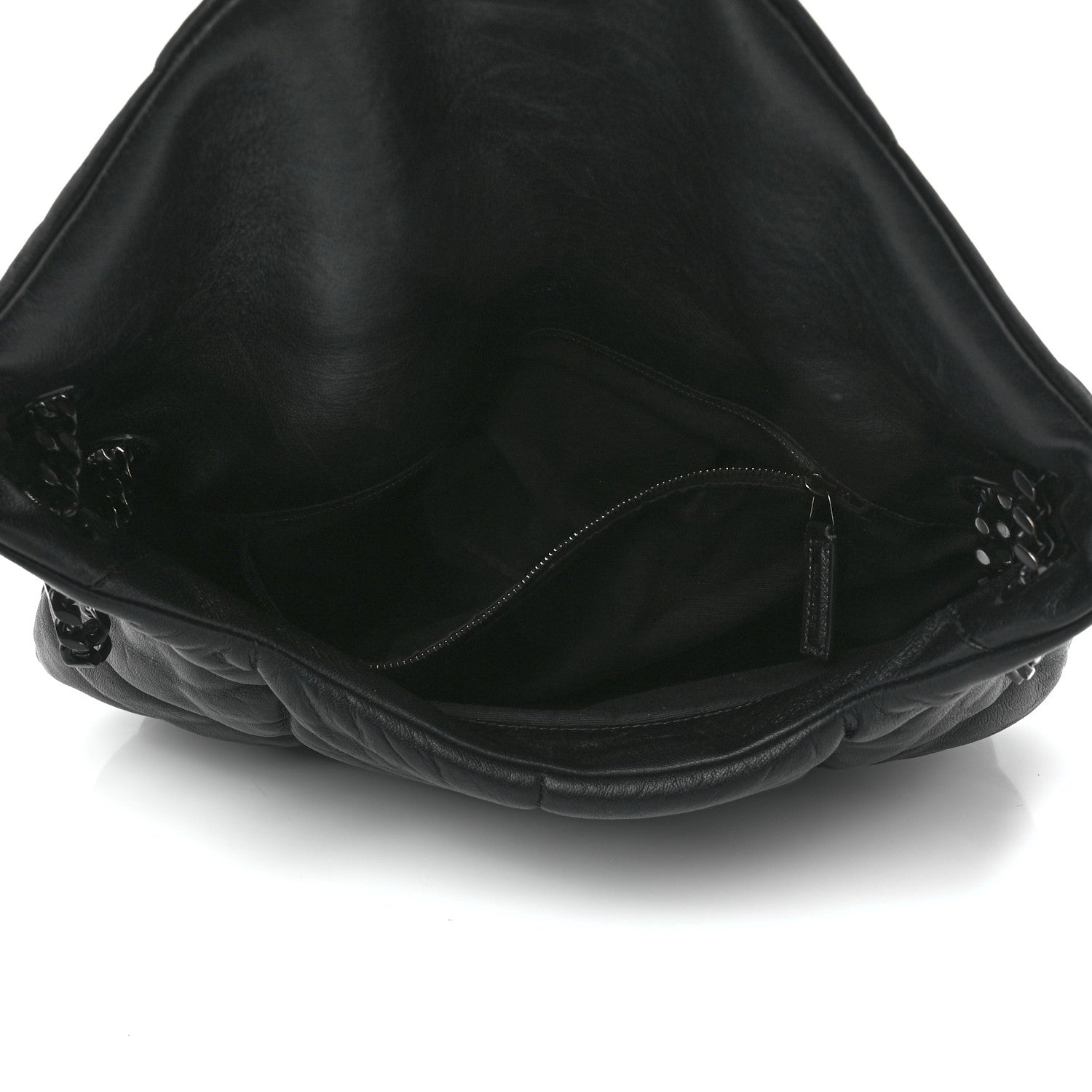 Saint Laurent Lambskin Quilted Monogram Monochrome Medium Loulou Puffer Chain Satchel Black 5 of 12