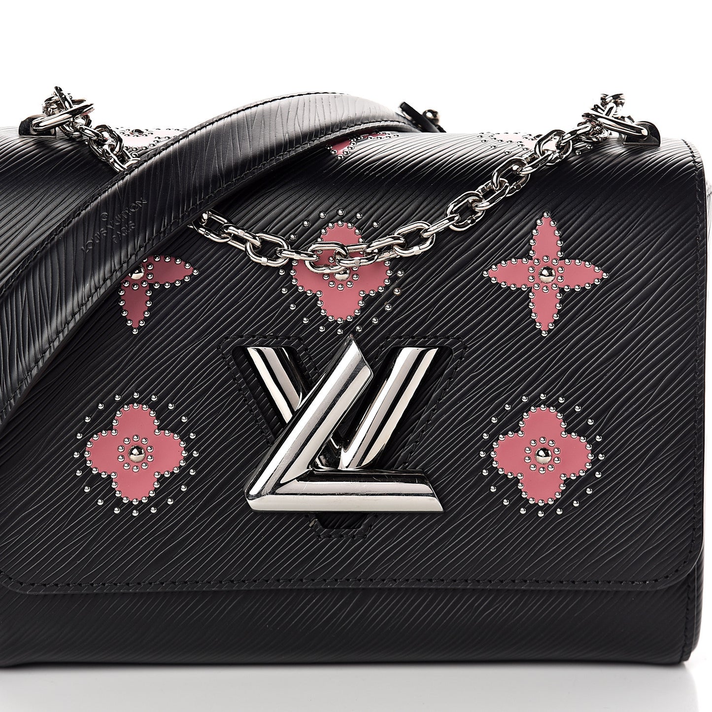 Epi Flowers Twist Shoulder Bag MM Black Bois De Rose