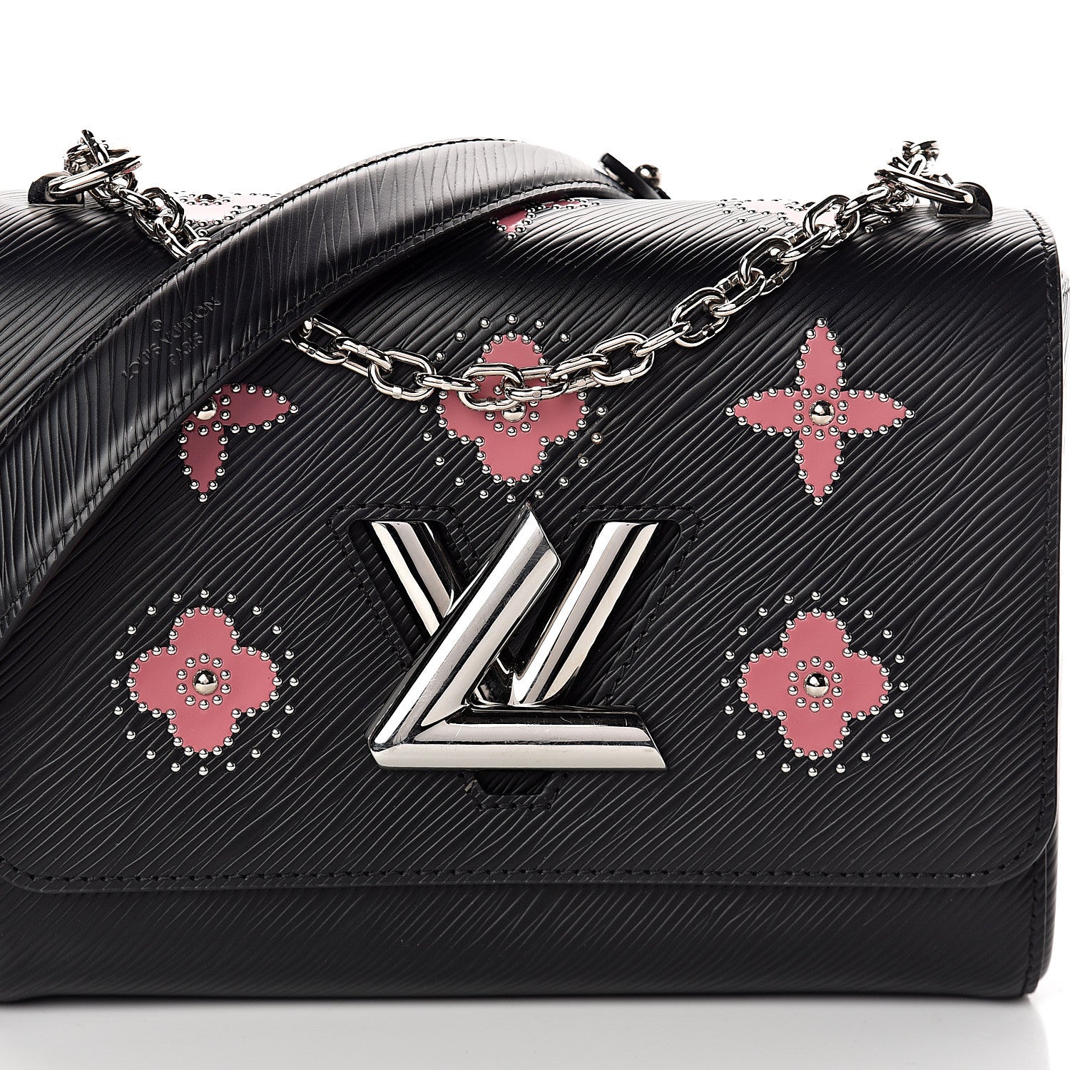 Louis Vuitton Epi Flowers Twist Shoulder Bag MM Black Bois De Rose 6 of 8