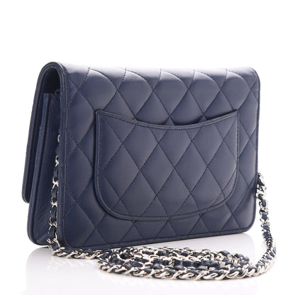 Chanel Lambskin Quilted Wallet On Chain WOC Navy Blue 3 of 9