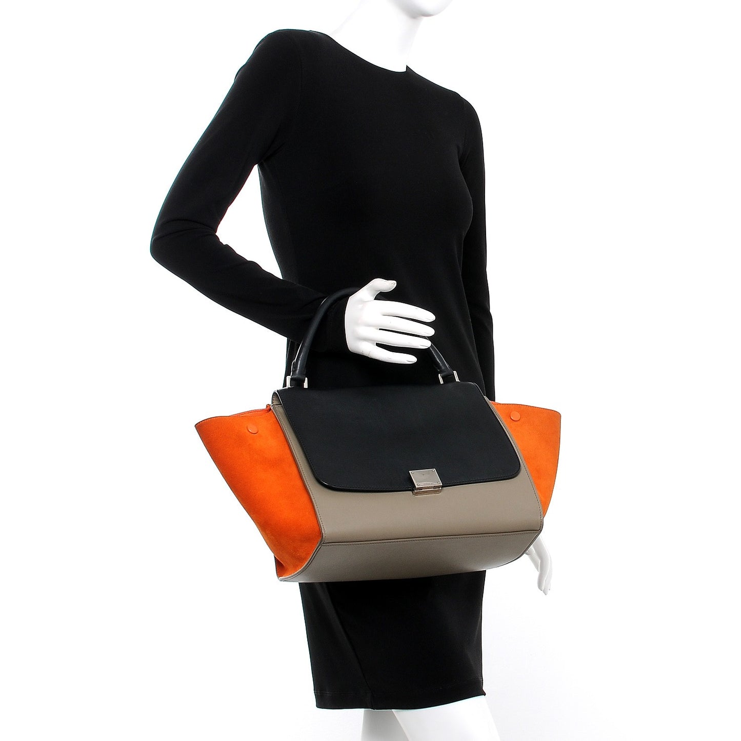 Smooth Calfskin Nubuck Medium Tri-Color Trapeze