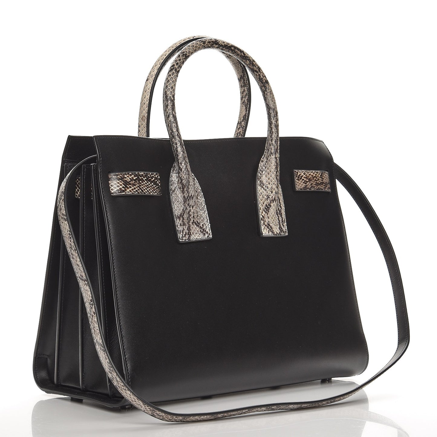Calfskin Embossed Python Small Sac De Jour Black