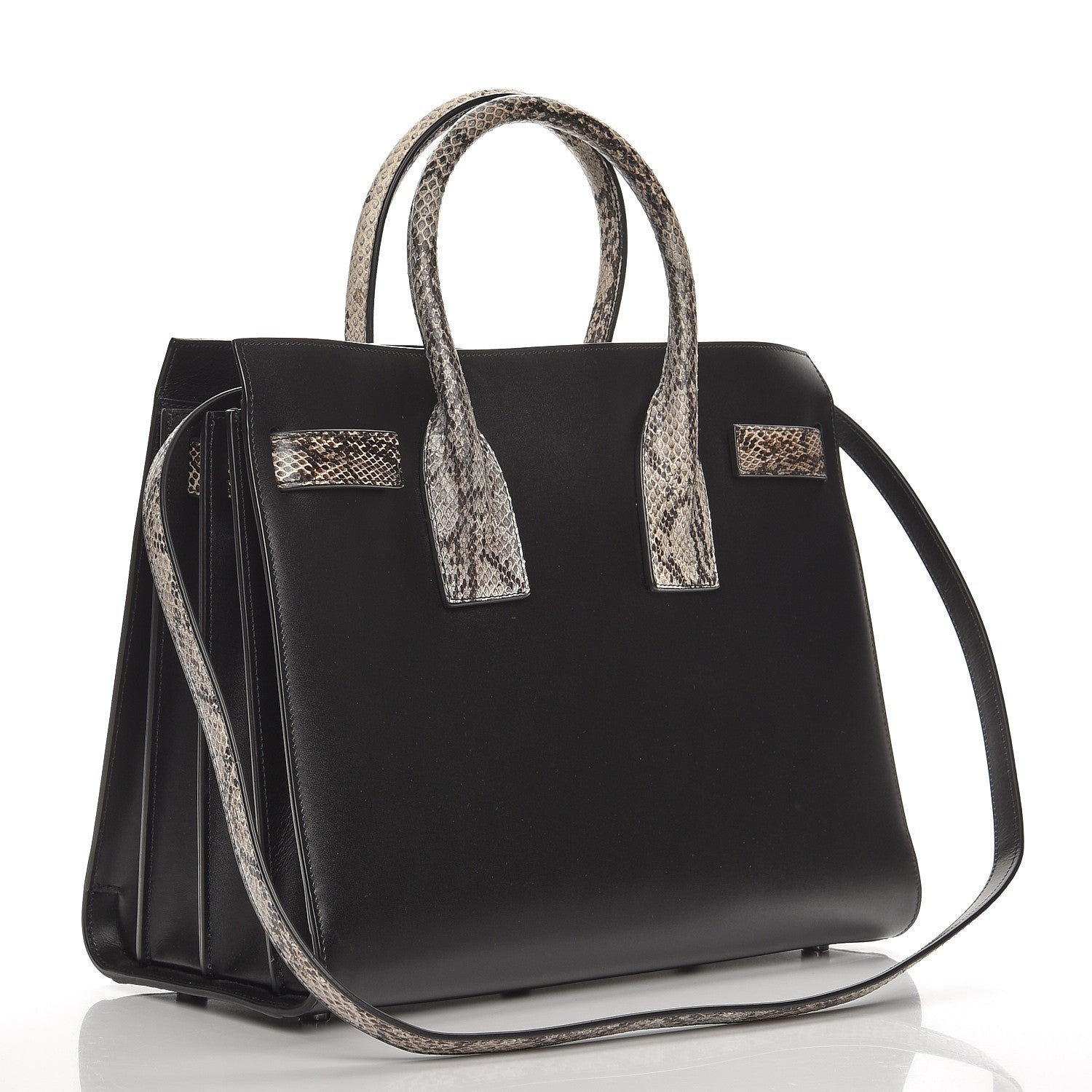Saint Laurent Calfskin Embossed Python Small Sac De Jour Black 4 of 7