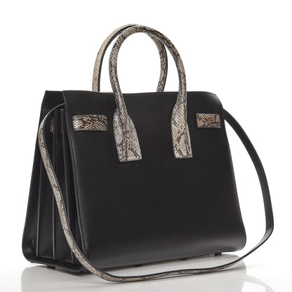 Saint Laurent Calfskin Embossed Python Small Sac De Jour Black 4 of 7