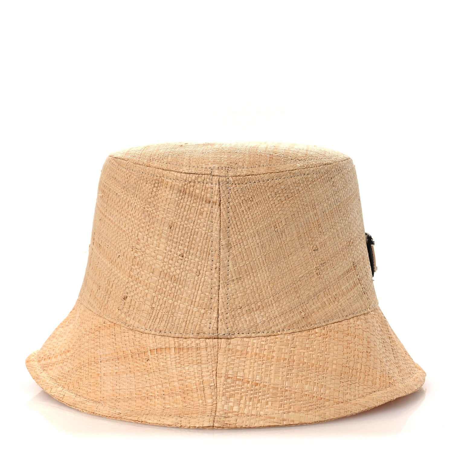 Prada Raffia Triangle Logo Embroidered Bucket Hat L Naturale 5 of 11