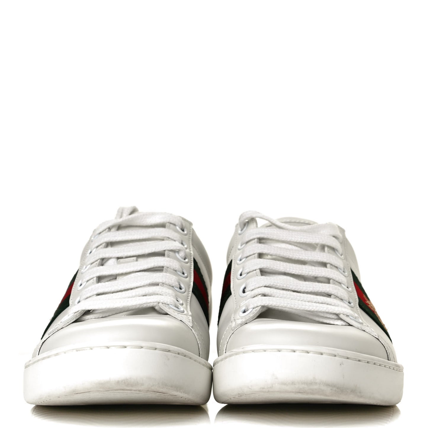 Calfskin Ayers Bee Embroidered Womens Ace Sneakers 37.5 White Green