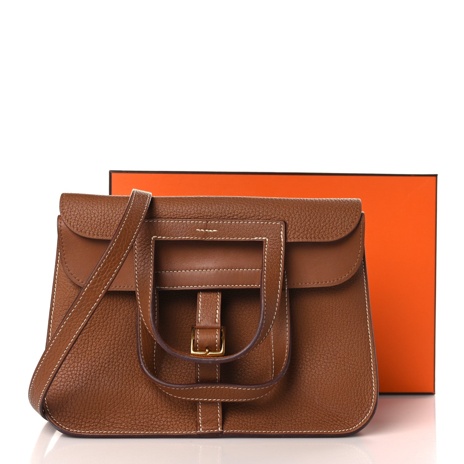 Hermes Taurillon Clemence Halzan 25 Gold 11 of 11