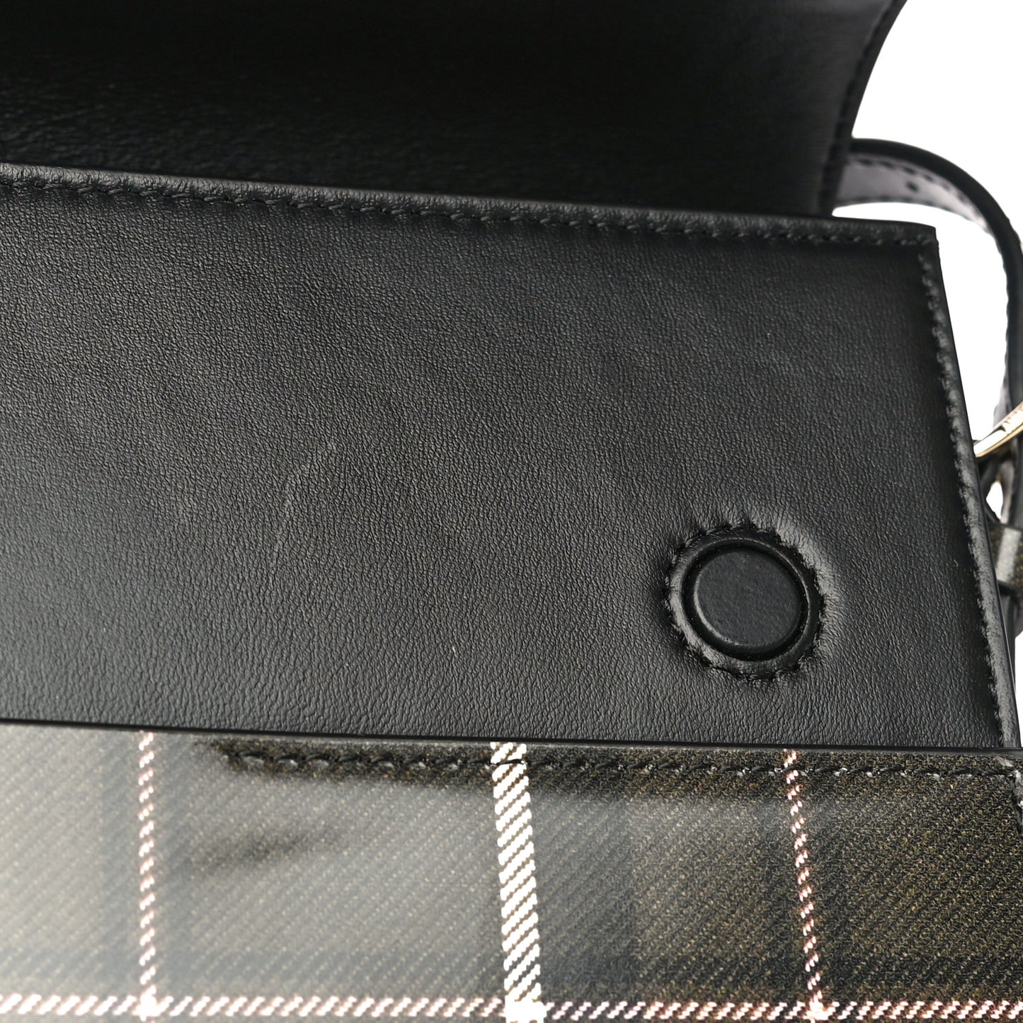 Calfskin Tartan Print Large Grace Bag Dark Green