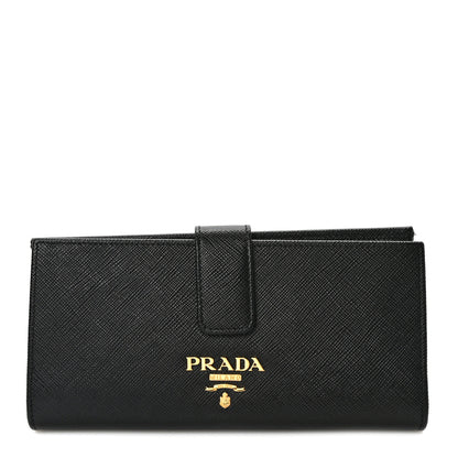 Prada Saffiano Metal Large Wallet Black 1 of 7