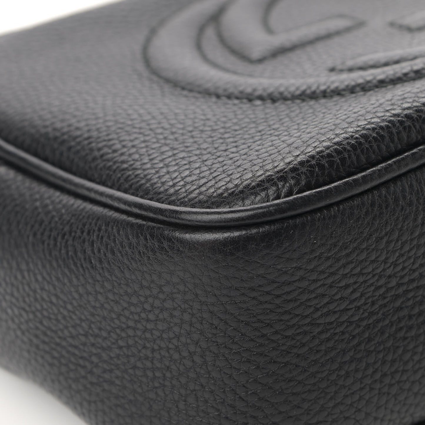 Pebbled Calfskin Small Soho Disco Bag Black