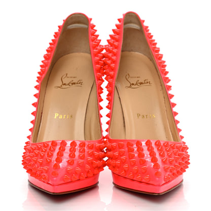 Christian Louboutin Patent Pigalle Spikes 120 Pumps 38 Fluo Rose Paris 2 of 10