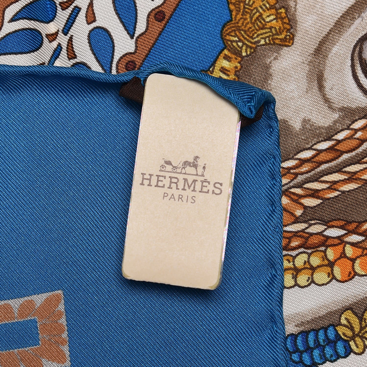 Hermes Silk La Danse Du Cheval Scarf 90 Petrole Ivory Vieil Or 6 of 6