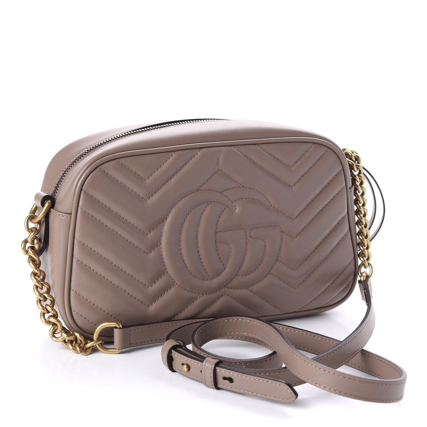 Gucci Calfskin Matelasse Small GG Marmont Chain Shoulder Bag Porcelain Rose 3 of 10