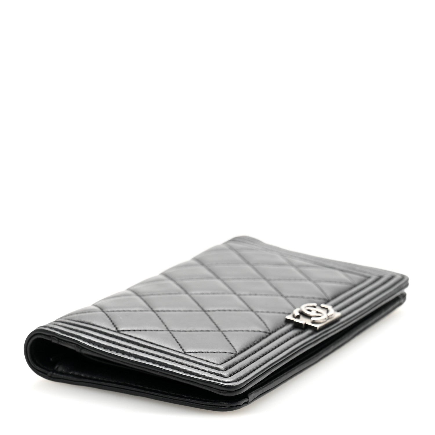 Chanel Lambskin Quilted Boy Yen Wallet Black 4 of 10