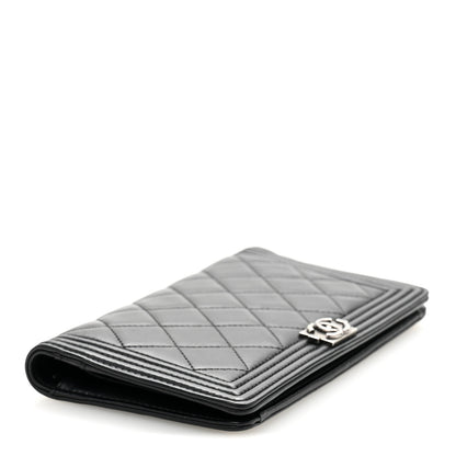 Chanel Lambskin Quilted Boy Yen Wallet Black 4 of 10