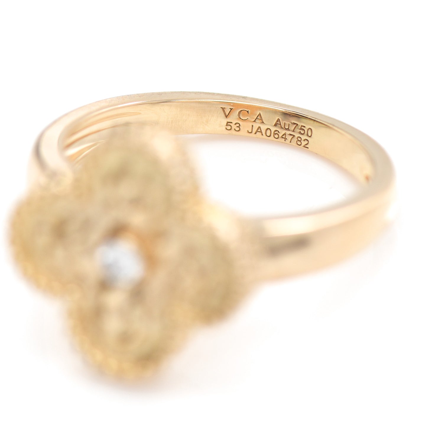 18K Yellow Gold Diamond Vintage Alhambra Ring 53 6.25