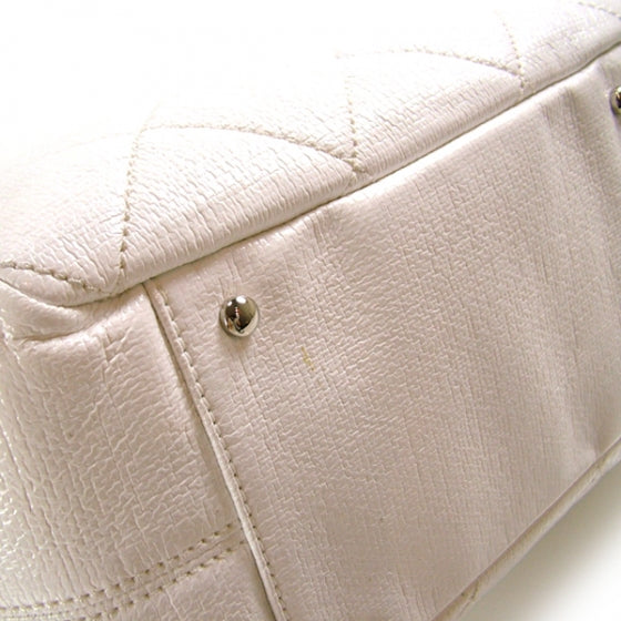 Leather Square Stitched Bowler White