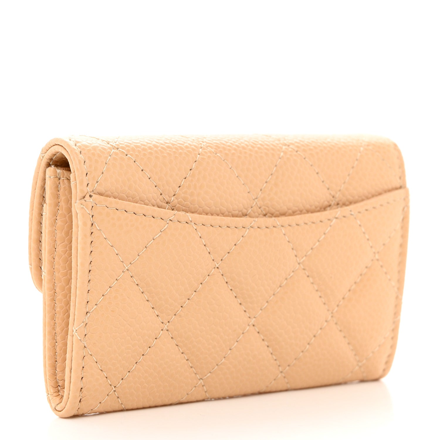 Chanel Caviar Quilted Flap Card Holder Wallet Beige 3 of 8