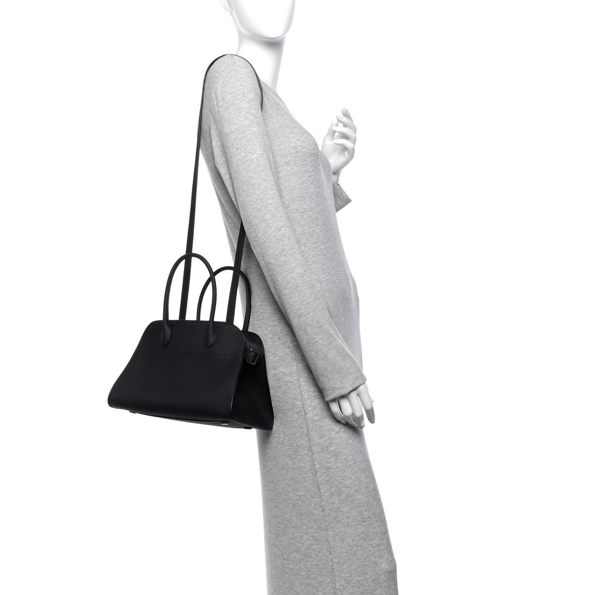 Grained Calfskin Soft Margaux 10 Bag Black
