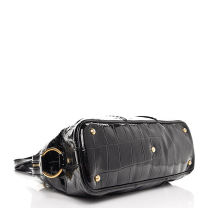Saint Laurent Crocodile Embossed Patent Large Muse Black 4 of 15