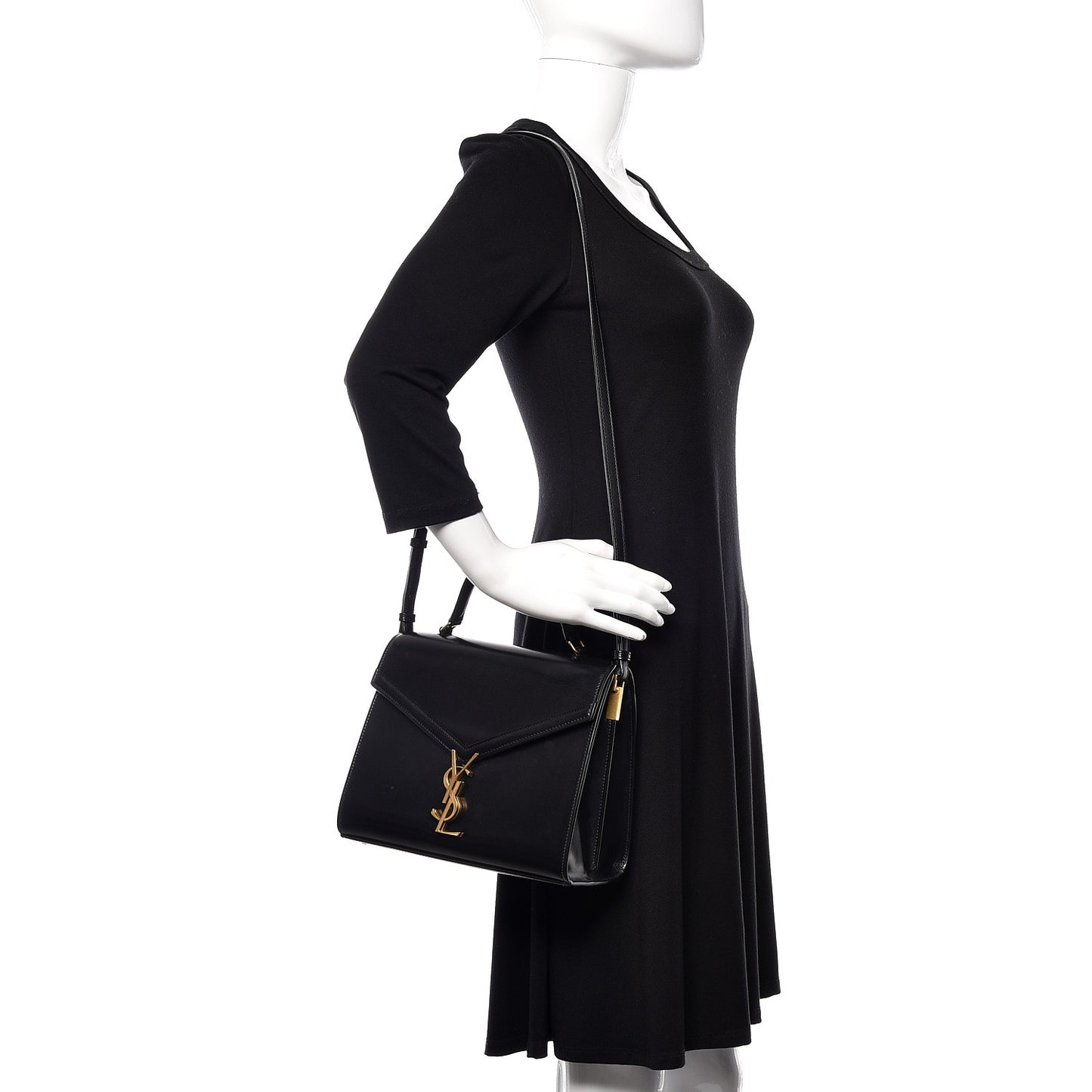 Smooth Calfskin Medium Classic Monogram Cassandra Top Handle Black Rouge Legion