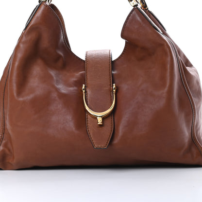 Gucci Washed Calfskin Medium Soft Stirrup Shoulder Bag Brown 8 of 14