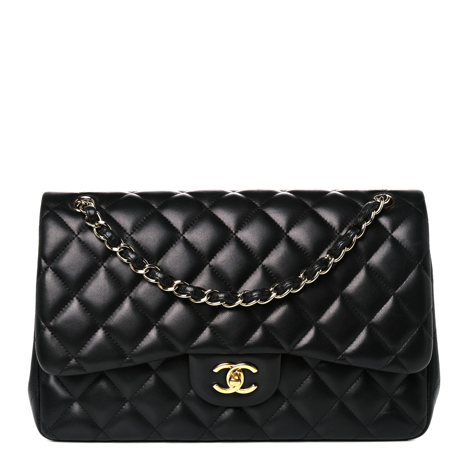 Chanel Lambskin Quilted Jumbo Double Flap Black 1 of 13
